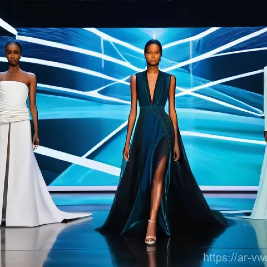 가상 현실 패션쇼의 장단점 - **Prompt 1: Global Virtual Fashion Spectacle**
    "A panoramic view of a groundbreaking virtual fas...