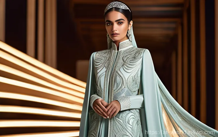 가상 현실 패션쇼의 장단점 - **Prompt 2: Phygital Fashion Experience in a Smart Boutique**
    "Inside a minimalist, high-end sma...