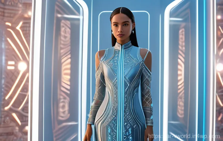 메타버스 패션쇼의 고객 맞춤형 경험 - **Prompt: "A sleek, modern metaverse user interface showing a stylish woman avatar trying on an intr...