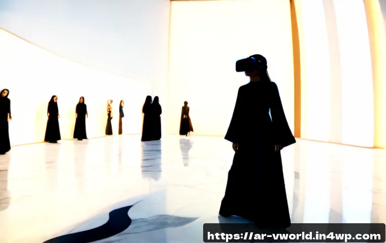 가상 현실 패션쇼의 주요 인사이트 - Photorealistic virtual reality fashion show in a refined contemporary Dubai-inspired gallery, elegan...