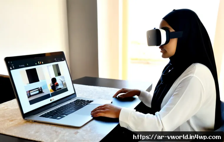메타버스 패션쇼에 참가하는 방법 - Photorealistic modern home workspace in a stylish Arab apartment, young Middle Eastern woman wearing...